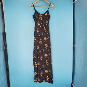 H&M Divided Dress Size 4 Floral Black Maxi Sleeveless